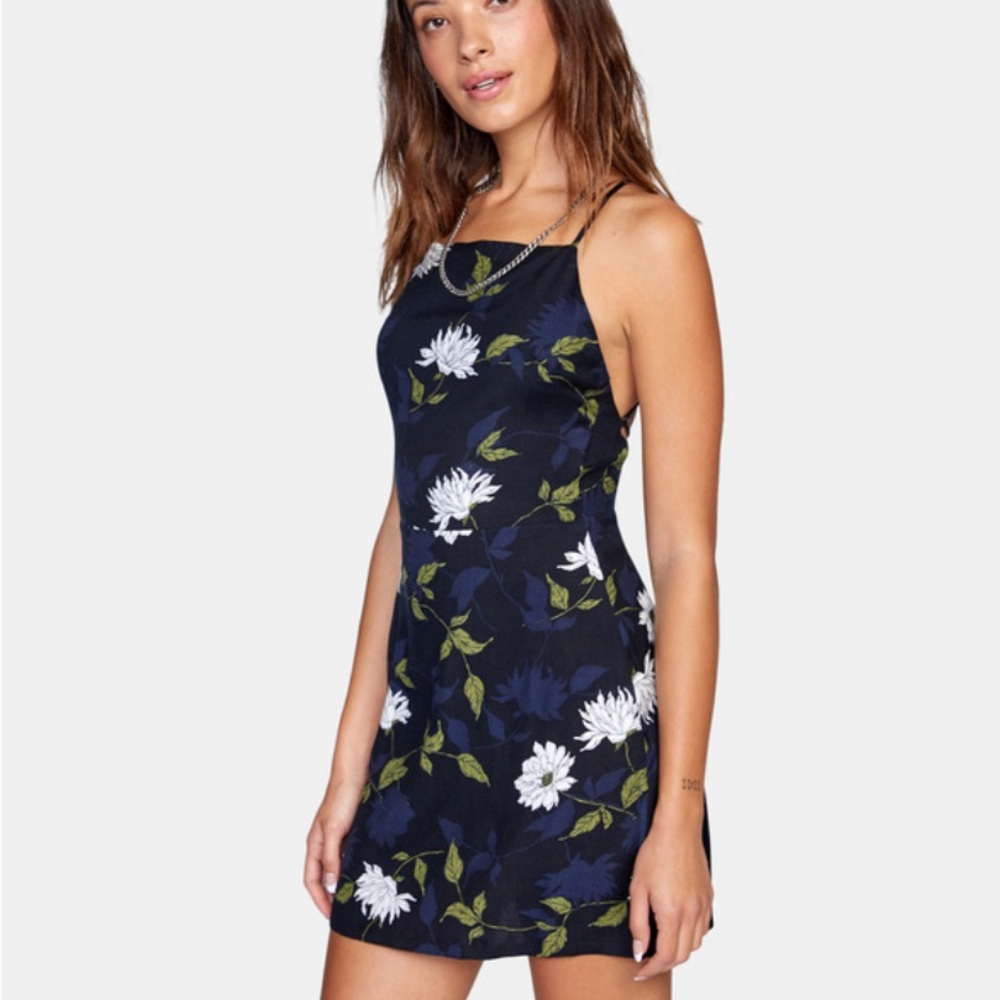 RVCA Blue Floral Tank Summer Dress Small NWOT